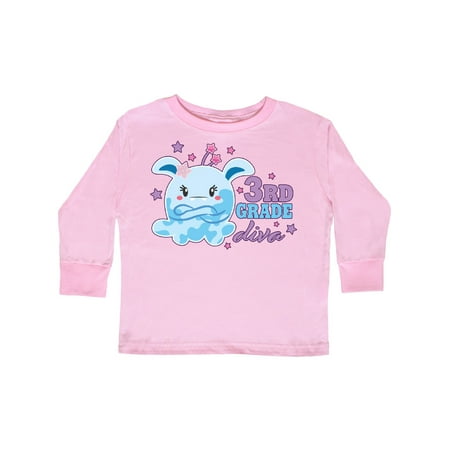 

Inktastic 3rd Grade Diva with Cute Blue Monster Gift Toddler Toddler Girl Long Sleeve T-Shirt