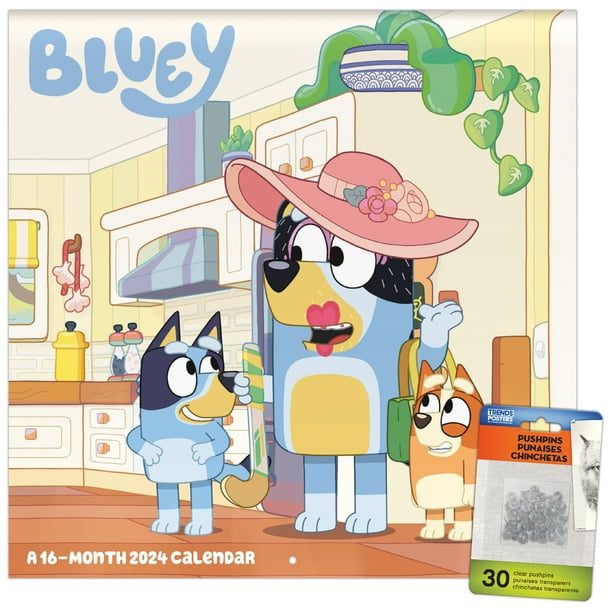 Trends International 2024 Bluey Wall Calendar & Push Pins