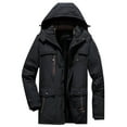 thumbnail image 2 of Ofreoo Men Casual Solid Thick Zipper Hooded Long Sleeved Warm Cotton Jacket Coat Christmas Gift, 2 of 9