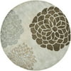 SAFAVIEH Soho Brisbane Floral Wool Area Rug, Light Grey, 8' x 8' Round