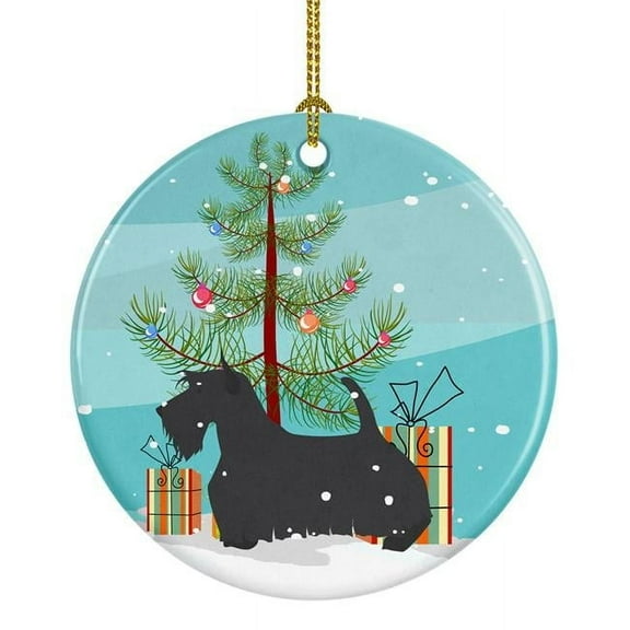 Scottish Terrier Merry Christmas Tree Ceramic Ornament