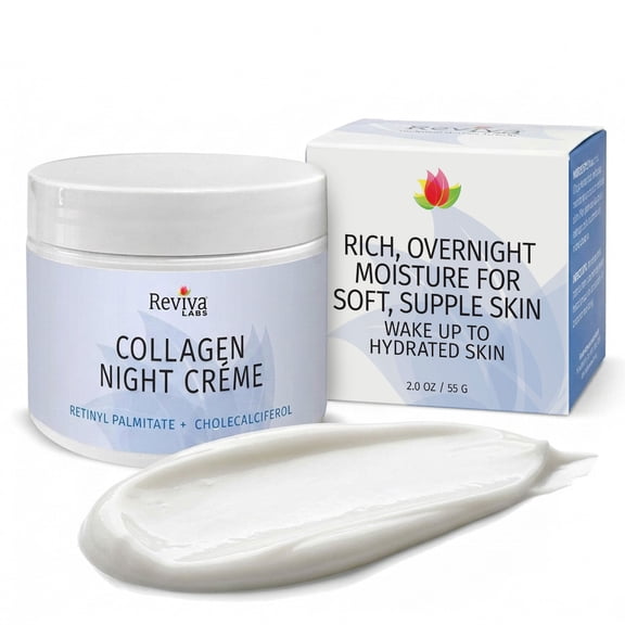 Reviva Labs Collagen Night Cream – Hydrating Face Cream for Women with Hydrolyzed Collagen, 2 oz