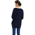 thumbnail image 4 of BodiLover, Women's, Dolman Sleeve Boat Neck Oversized Sweater Top, Navy, M, 4 of 6