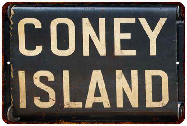 2 Antique Rustic Style Coney Island Wooden Signs 6x24 each