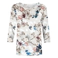 thumbnail image 4 of Pompotops T-shirt à Manches Mi-Longues 3/4 Imprimé Mode Femme Col Rond Haut Décontracté, 4 of 5