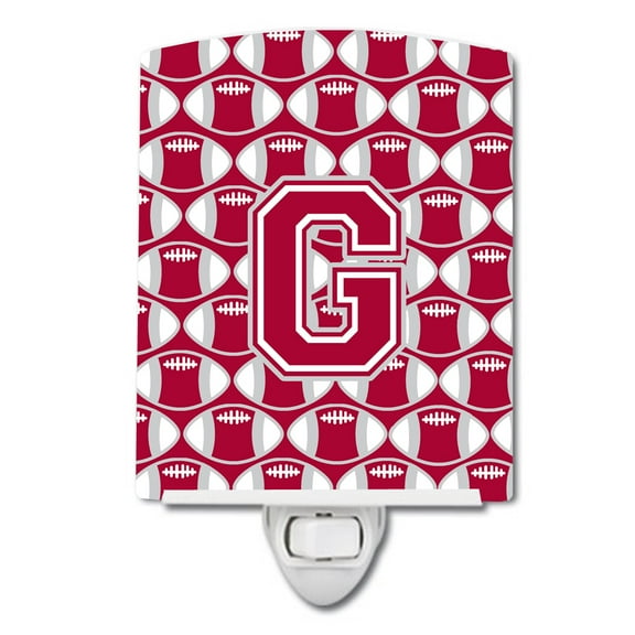 Letter G Football Crimson, grey and white Ceramic Night Light