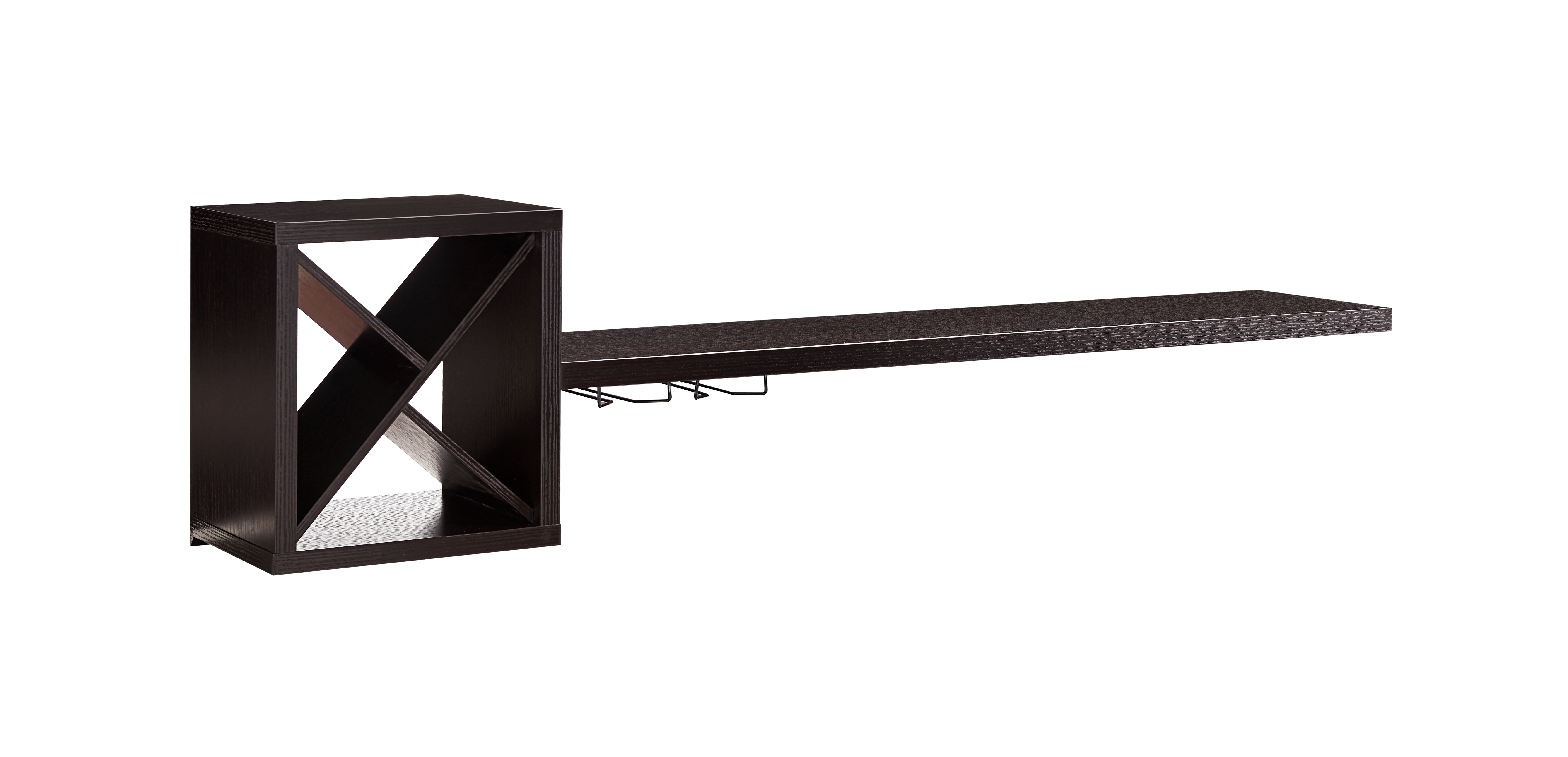 Furniture of America Alard Wall-Mounted Floating Wine Bar in Espresso Wood Finish