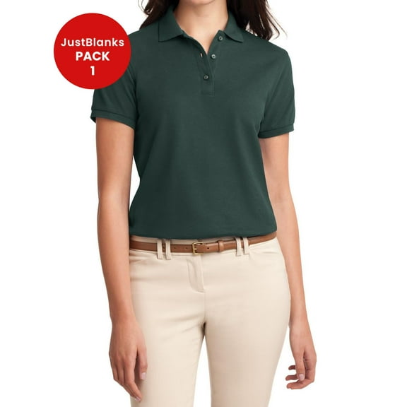 JustBlanks Womens Silk Touch Polo Durable Breathable Classic Design