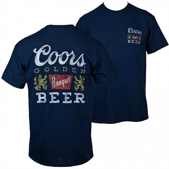 Coors Banquet Logo Distressed Blue Colorway Front  and  Back Print T-Shirt-Medium