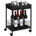 thumbnail image 1 of Table d'Appoint Rétro Industrielle avec Roulettes - Plateau de Service Amovible et Grand Rangement pour Canapé, Cuisine, Salon et Chambre (Noir), 1 of 8