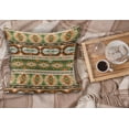thumbnail image 2 of Tribal Fluffy Throw Pillow Cushion Cover, Vector Design with Aztec Mayan Culture Style Stripes Shapes Print, Decorative Square Accent Pillow Case, 20" x 20", Green Brown Amber, by Ambesonne, 2 of 5