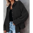 thumbnail image 3 of Camisa lisa de mujer, camisa de pana, blusa túnica con cuello en V, 3 of 4