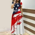 thumbnail image 2 of Edvintorg 4Th Of July Maxi Dresses for Women 2025 Fashion Independence Day Printed Crew Neck Short Sleeve Long Dress with Pocket Beach Vacation Clothes for Women, 2 of 5