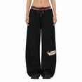 thumbnail image 6 of Trousers Pants for Women Business Casual Leopard Women's Pants Loose Fit Y2K Cozy Womens Sweatpants Black, 6 of 6