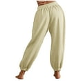 thumbnail image 4 of RYRJJ Women's Sweatpants Cinch Bottom Athletic Joggers Low Waisted Drawstring Workout Pants Baggy Lounge Trousers with Pockets(Beige,XXL), 4 of 8