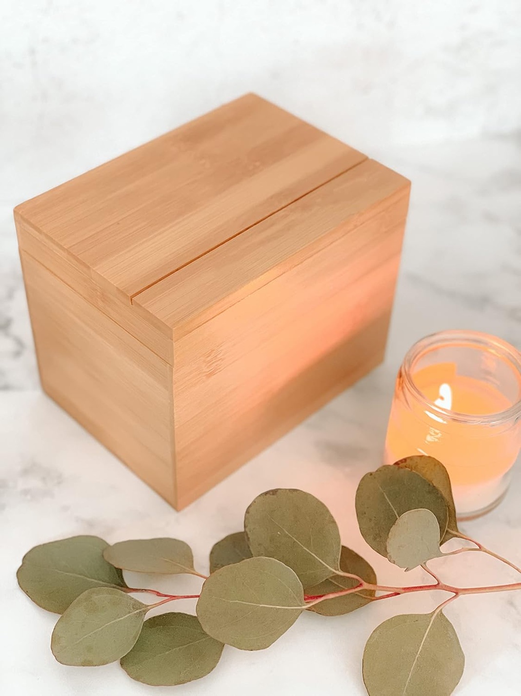 Recipe Card Box – 100% Bamboo Wooden Recipe Organizer | Vintage Finish, Holds 4x6 Recipe Cards