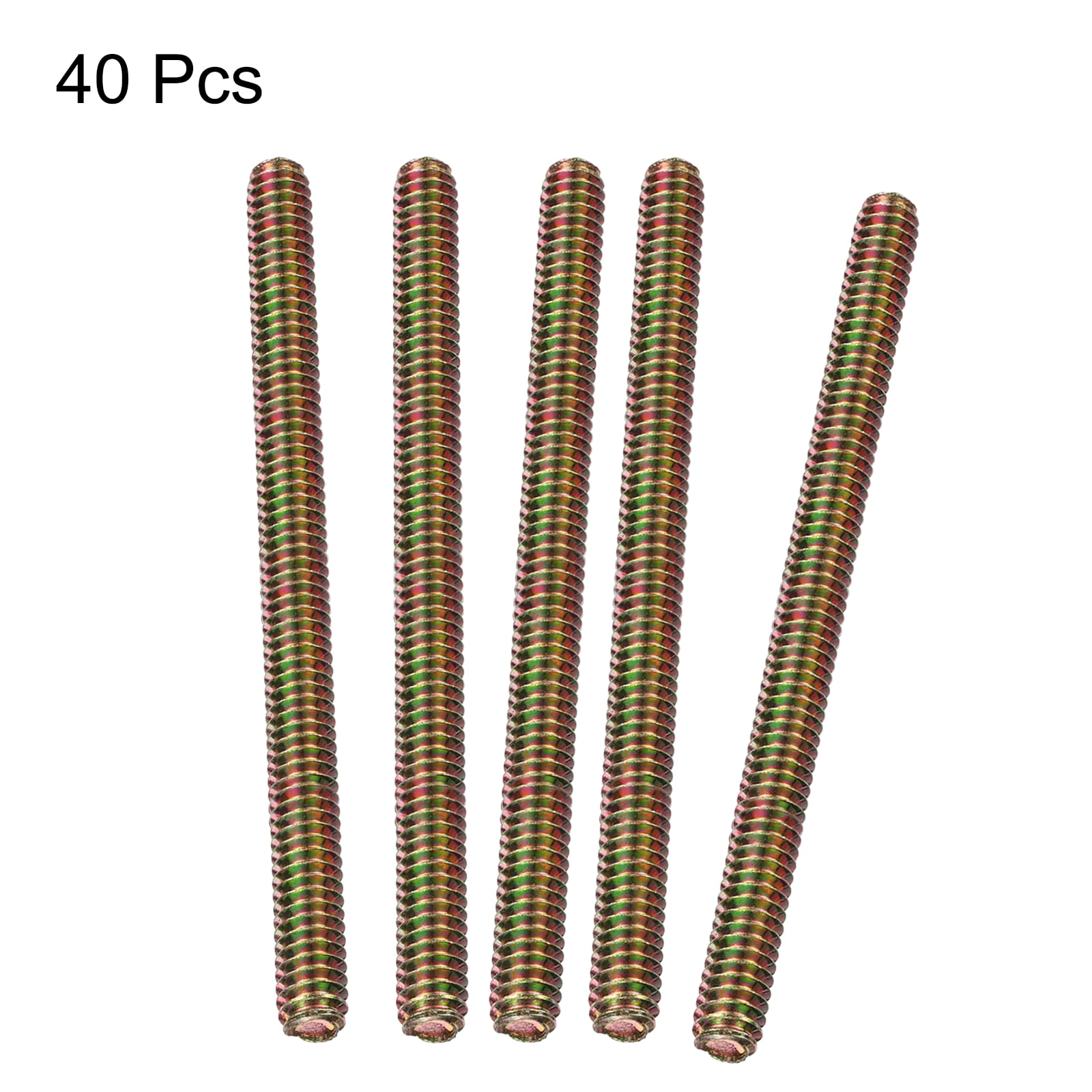 Uxcell 40pcs Fully Threaded Rods 1/4 x 4 Inch for Mounting Assembly Fastening, Colorful Zinc