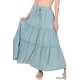 thumbnail image 1 of Zenana Women & Plus Boho Elastic Drawstring Waist Tiered Ruffle A-Line Woven Maxi Skirt, 1 of 3