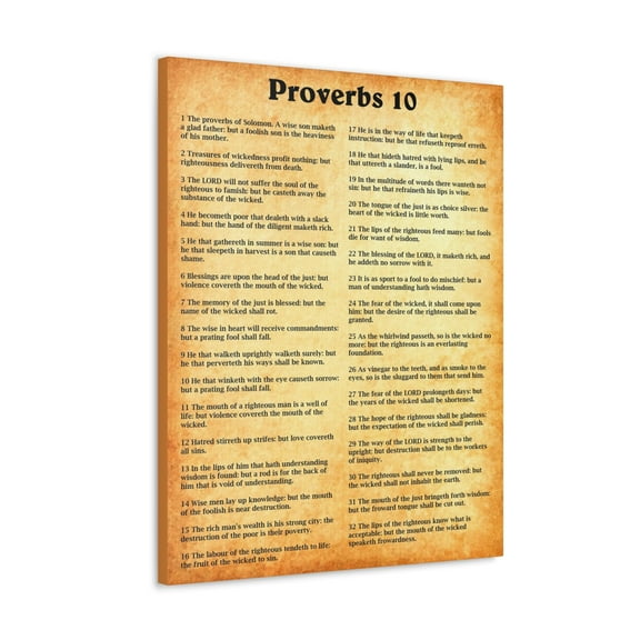Scripture Walls Proverbs 10 Chapter Gold Bible Canvas Christian Wall Art Ready to Hang Unframed