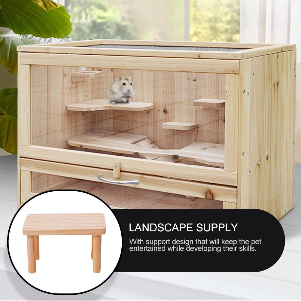 YSNOOWE Khaki Wooden Hamster Platform for Pet Use with Anti-Biting Design 2Pcs