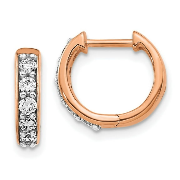 Auriga 14k Rose Gold Diamond Hinged Hoop Earrings for Women