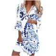thumbnail image 2 of Robes d'Été pour Femmes Mode Femmes Été Décontractée Robe Imprimée Col en V Manches Courtes Robe Ample, 2 of 5