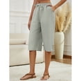 thumbnail image 4 of Capri Pants for Women Comfy Casual Drawstring Waist Lightweight Pants Button Trousers With Pockets, Light Grey, S, 4 of 9
