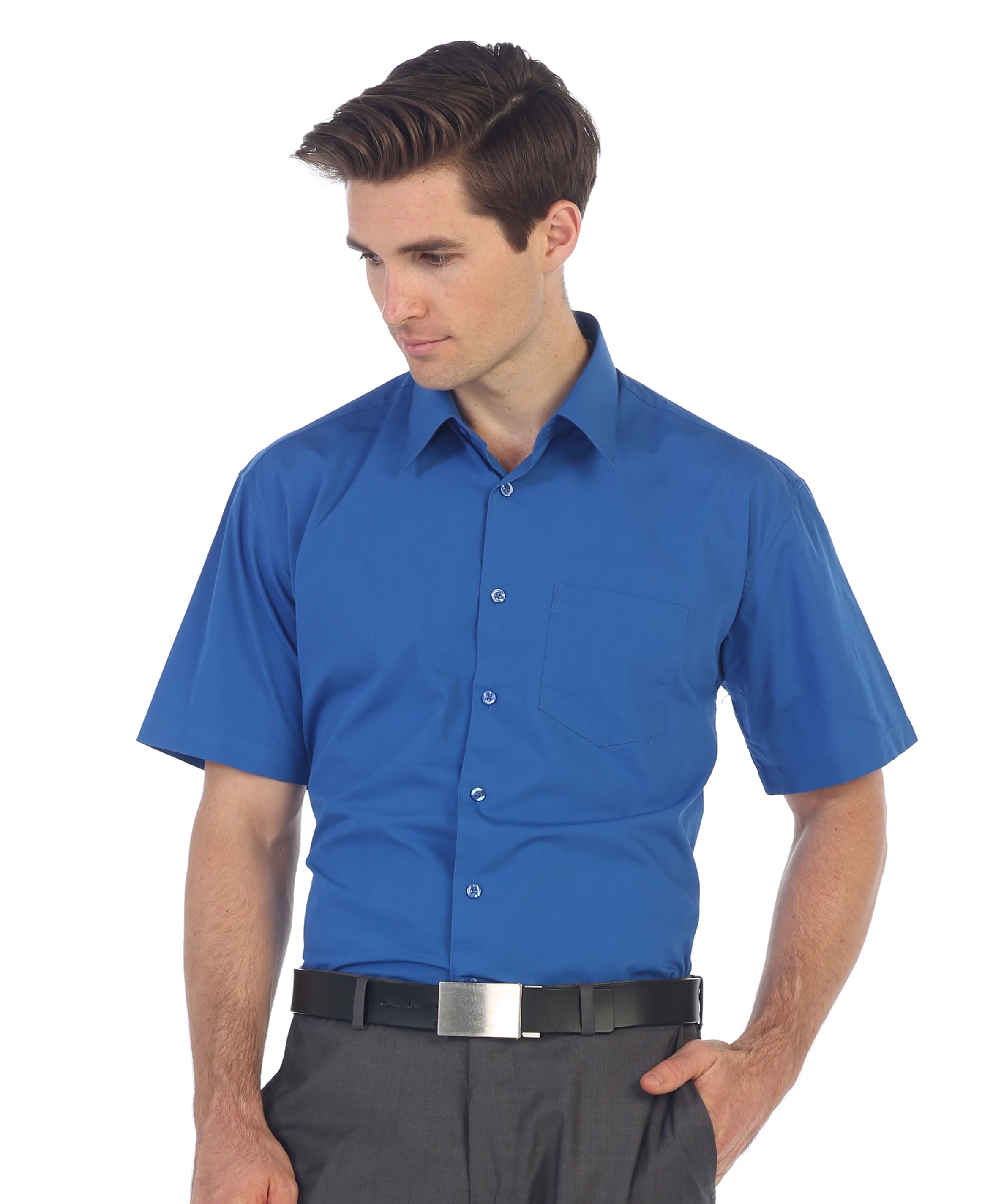 Short Sleeve Solid Dress Shirt 