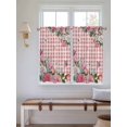 thumbnail image 2 of Pink Spring Floral Bathroom Window Curtain, Watercolor Flowers Butterfly Checkered Light Filtering Coffee Kitchen Curtains, Bedroom Living Room Curtains 2 Panel 84"x45", 2 of 6