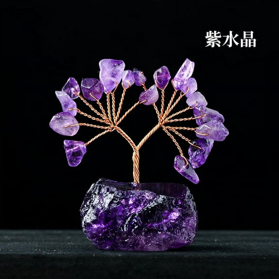 ERDOUY 1 piece purple natural crushed stone crystal life tree natural raw stone base flower tree wealth tree home decoration