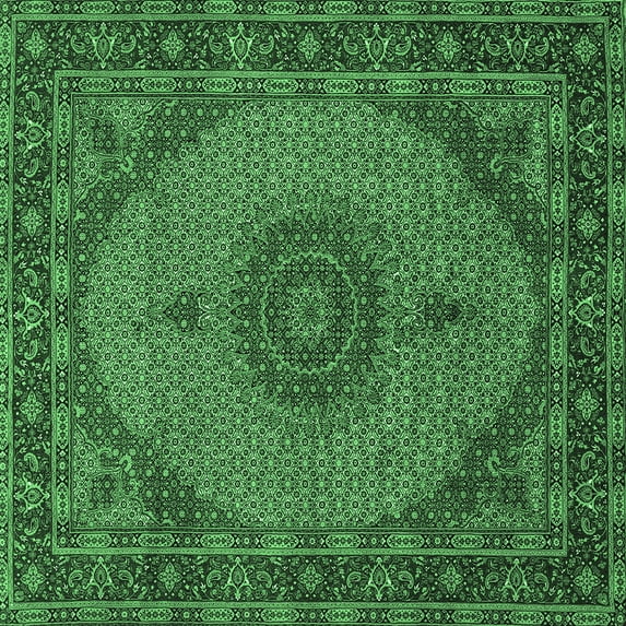 Ahgly Company Indoor Square Medallion Emerald Green Traditional Area Rugs, 4' Square