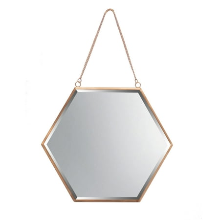 Koyal Wholesale Rose Gold Beveled Hexagon Mirror for Wall Decor, Modern Hanging Home Décor, 12 Inch Wall Mirror