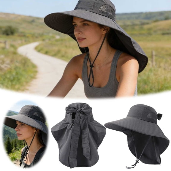 UPF 50 Wide Brim Summer Bucket Hat, Water Resistant Quick-Drying Lightweight Packable Sun Hat for Big Head Size, Outdoor Camping Hiking Travel Beach