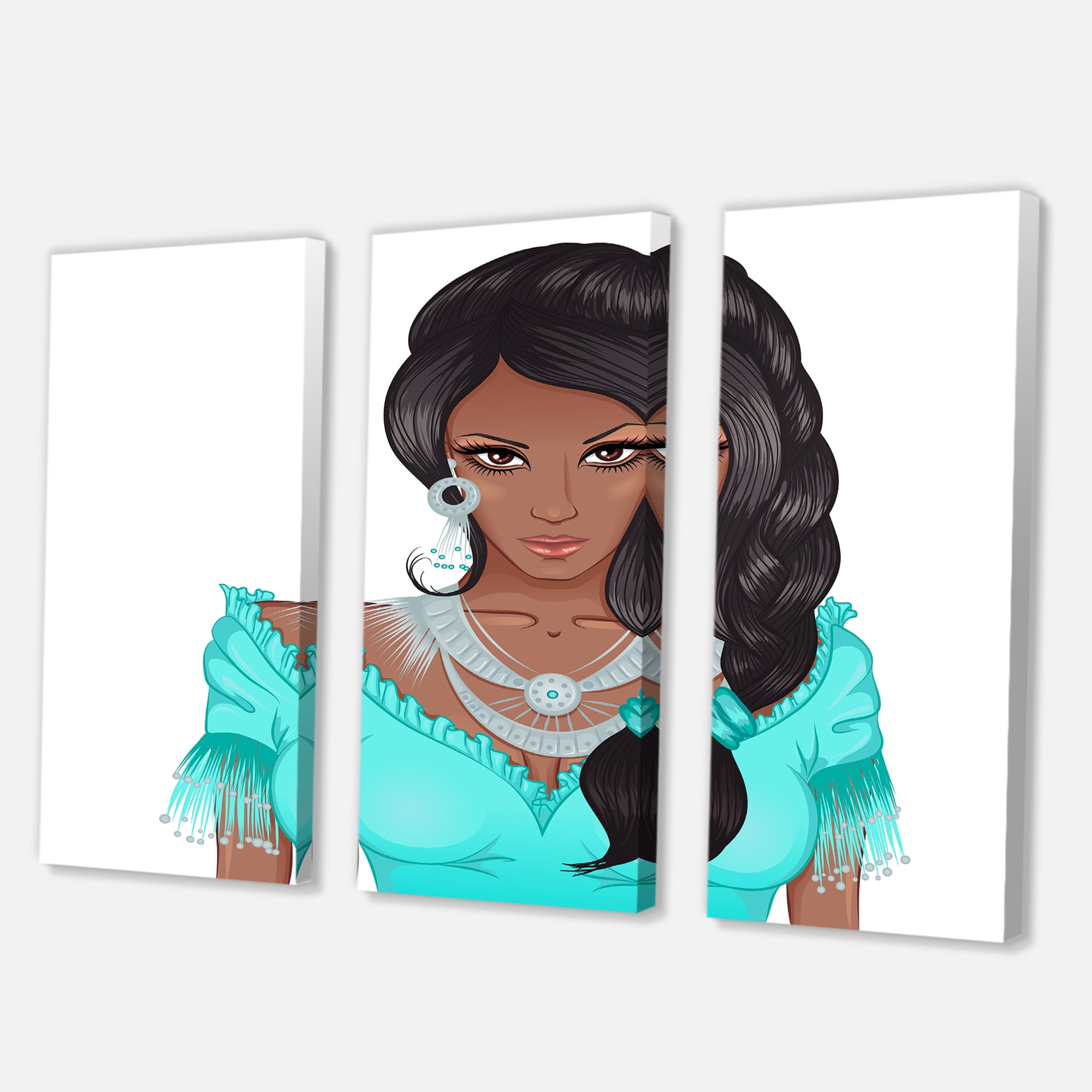 Designart ' Portrait Of Afro American Woman XVI ' Modern Canvas Wall Art Print