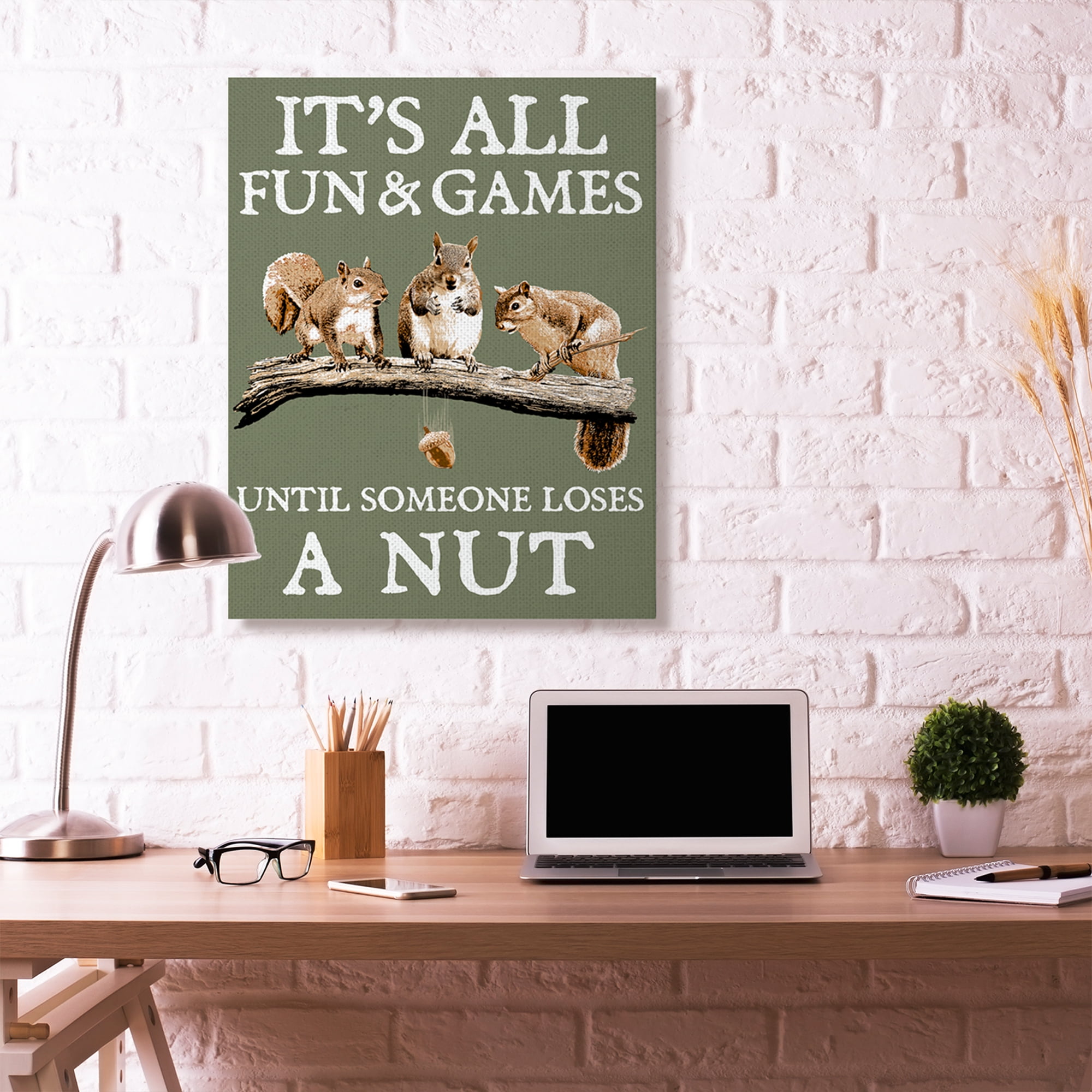 Stupell Industries Loses A Nut Funny Squirrel Animal Word Design Canvas Wall Art by RetroRocket