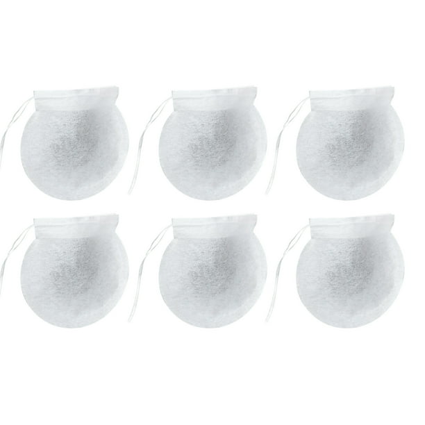 100 bolsitas de papel desechables de pulpa de madera para filtro de café y té, para hojas sueltas de té en polvo (7,5 cm, blanco)