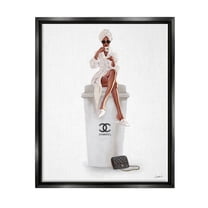 Stupell Industries Upscale Brand Woman Glam Brunch Coffee Graphic Art Jet Black Floating Framed Canvas Print Wall Art, Design by Ziwei Li