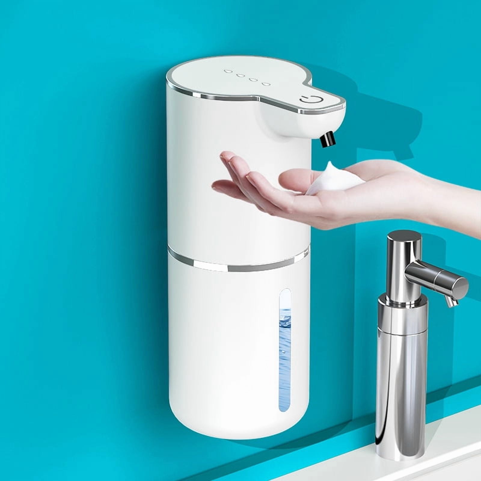 Xl-Kang Automatic Liquid Soap Dispenser, 350ml Wall Mount Touchless Soap Dispenser with Sensor, 4-Level Adjustable, IPX5 Waterproof, USB Rechargeable for Bathroom, Kitchen