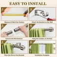 thumbnail image 5 of Heavy Duty Adjustable Curtain Rods for Windows, 1-Inch Diameter Curtain Rod, 32-150 Inches (Nickel), 5 of 7