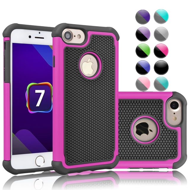 Apple iPhone 7 Case, Case For iPhone 7, Hybrid Shock Absorbing Best Impact Defender Rugged Slim Cover Shell Plastic Outer & Rubber Silicone Inner For iPhone 7 4.7"