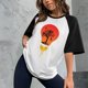 thumbnail image 2 of Tops con estampado de sol de playa de manga corta de ocio con cuello redondo de verano para mujer OAVQHLG3B Store lin121212, 2 of 5