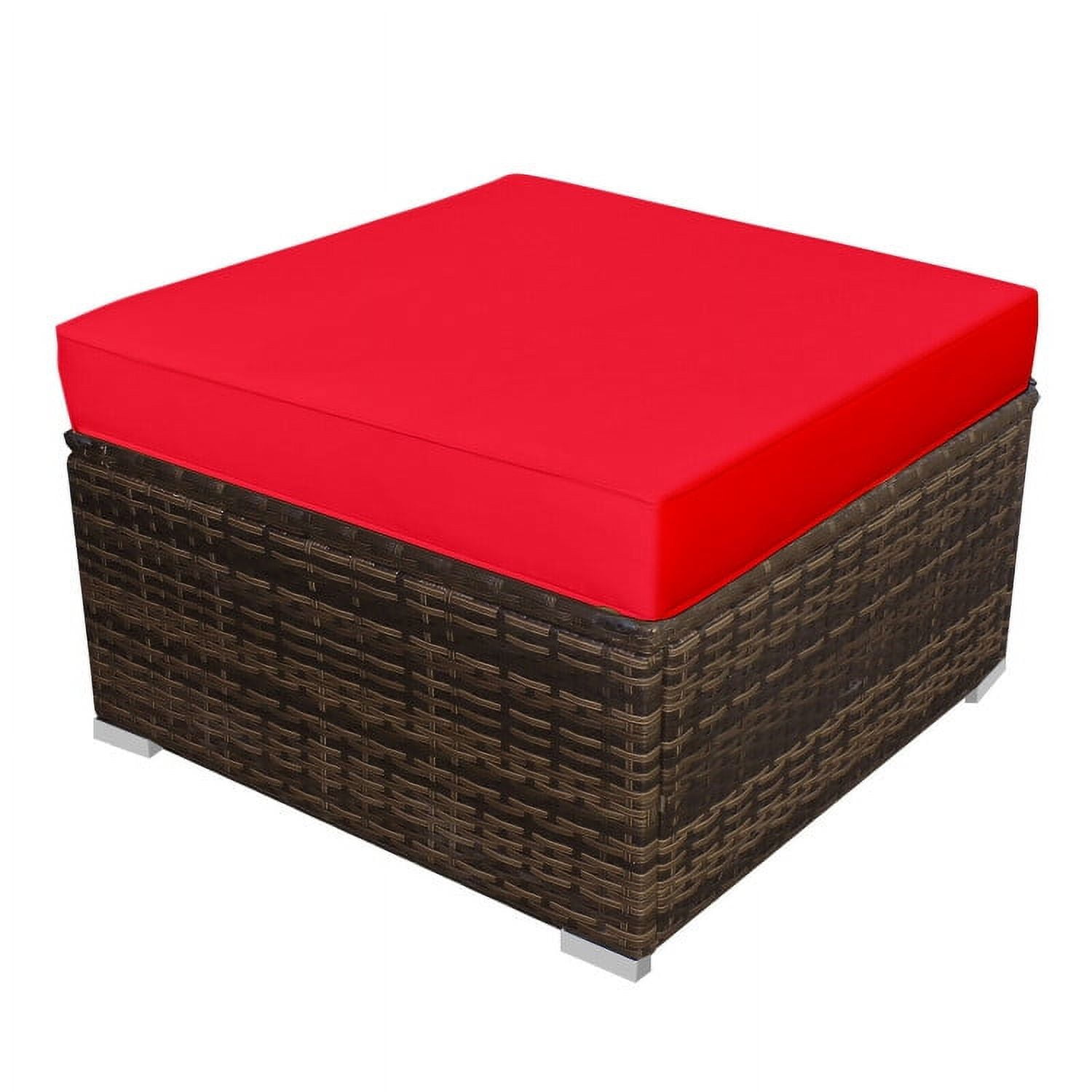 Aimee Lii 5 Pieces Patio Rattan Furniture Set with Cushioned Armless Sofa, Outdoor Deck Furniture, Red Aimee Lii 5 Pieces Patio Rattan Furniture Set with Cushioned Armless Sofa, Outdoor Deck Furniture, Red