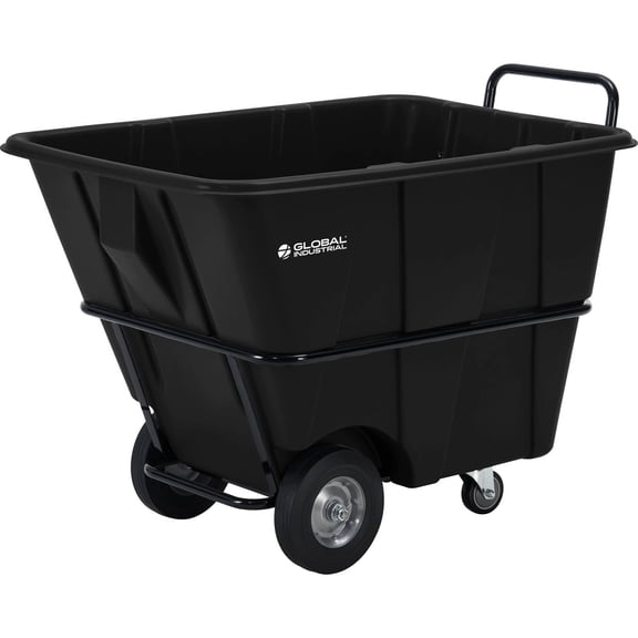 Global Industrial Heavy Duty Plastic Tilt Truck, 1/2 Cu. Yd. Cap, 1400 Lbs. Cap, Black