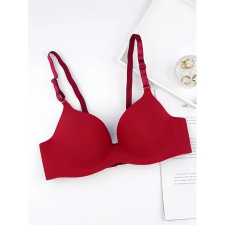 

Red Soft & Seamless Push Up Wireless Scalloped Bra Women‘s Underwear & Lingerie(Three Rows Of Three Buckles)