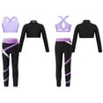 thumbnail image 5 of iiniim Kids Girls 3Piece Yoga Dance Gymnastics Tracksuit Long Sleeve Crop Top Sports Bra and Leggings Sportwear Set, 5 of 7