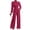 Hot Pink, variant on Bloomae Women's Long Sleeve Turtleneck Jumpsuit - Stretchy Ribbed Wide-Leg Casual One-Piece Back Cutout Rompers Loose Fit Overall Pants with Pockets