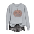 thumbnail image 4 of Luivaraty Sweatshirt for Women Crew Neck Fall Outfits Tops Casual Losse Long Sleeve Halloween Rhinestone Pumpkin Face Sweatshirt, S-2XL, 4 of 5