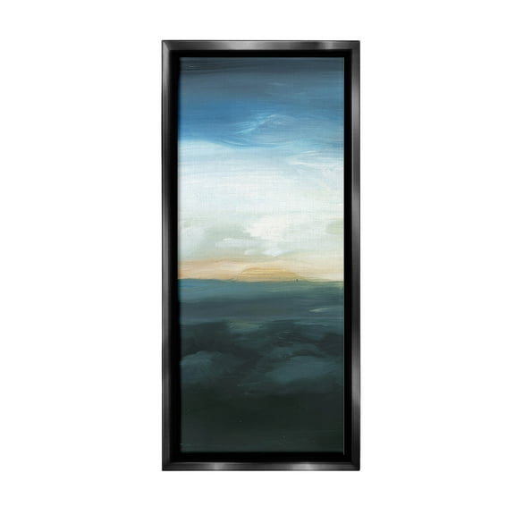 Stupell Industries Dark Abstract Sunrise Landscape Painting Black Floater Framed Canvas Art Print Wall Art, 11 x 25