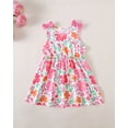 thumbnail image 2 of KIMI BEAR 12 Months Infant Baby Girl Dress 18 Months Girls Sundress 2 Packs Summer Clothing Ruffle Sleeveless Off the Shoulder A-line Dresses Solid Color and Floral Dresses 2pcs Pink, 2 of 7