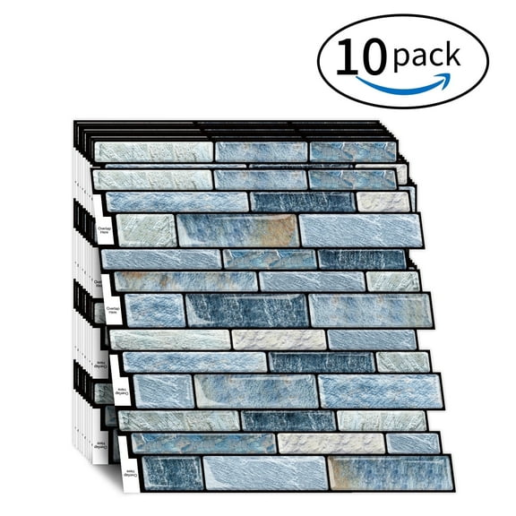 DEWOO 10 Sheets Peel and Stick Tile Backsplash, Stick on Wall Tiles, Self Adhesive Tile Sticker for Kitchen Backsplash and Bathroom(12"x12",Blue Marble)